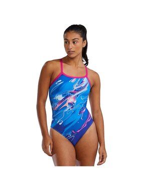 TYR Women's Durafast Elite Diamondfit Swimsuit, Royal/Multi, 32
